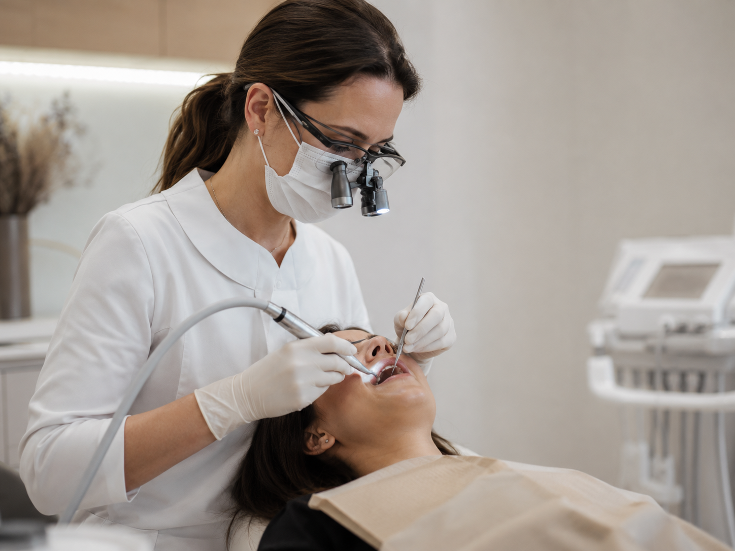 Sala equipada para procedimentos odontológicos